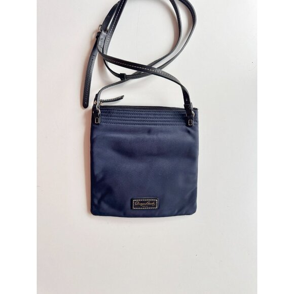 NWOT DOONEY & BURKE North South Navy Nylon Leather Triple Zip NylCrossbody Purse - Picture 4 of 10